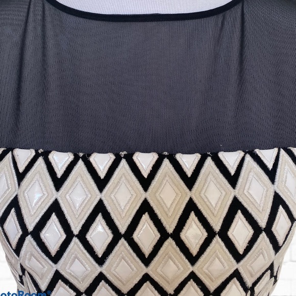 Catherine Malandrino Mesh Front Yoke Print Dress - Picture 2 of 7